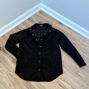 Well Worn Black Snap Button Shirt Jacket with Patch Pockets | Size S